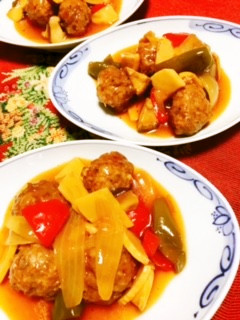 蓮根入り肉団子の中華風甘酢あん-レシピのメイン写真