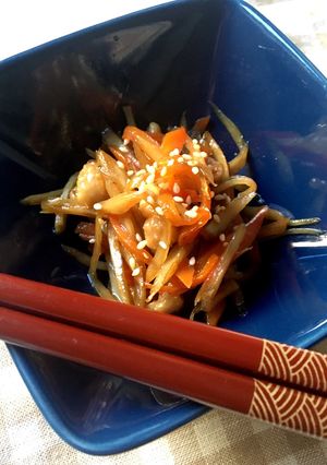 簡単★絶品★鶏皮とゴボウの甘辛きんぴら-レシピのメイン写真