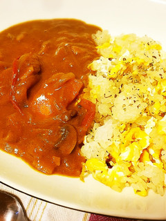 ☆低タンパク☆野菜カレーを卵チャーハンで-レシピのメイン写真