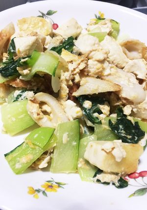 豆腐★豆腐と卵と青梗菜のオイスター炒め-レシピのメイン写真