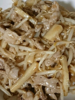 作り置き 余り筍と豚肉もやしポン酢炒め-レシピのメイン写真
