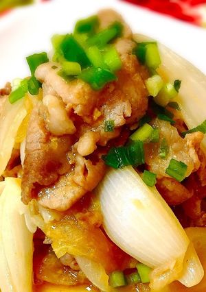 旬の新玉ねぎと豚肉のピリ辛生姜甘みそ炒め-レシピのメイン写真
