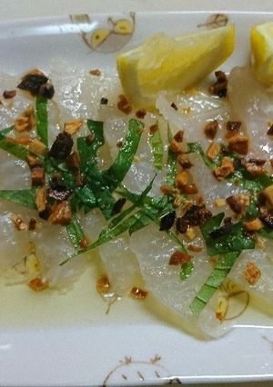 白身魚のお刺身、オリーブオイルと塩レモン-レシピのメイン写真