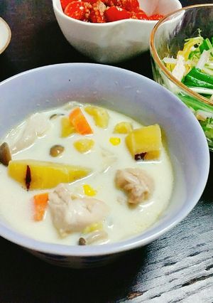 ☆さつまいもと鶏肉の豆乳スープ☆-レシピのメイン写真