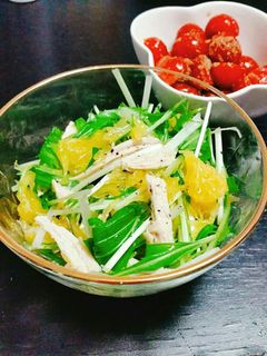 さっぱり☆水菜とささみの甘夏サラダ☆-レシピのメイン写真