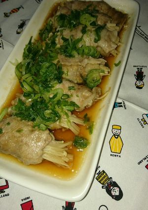 時短！豚肉の巻き巻きポン酢蒸し-レシピのメイン写真
