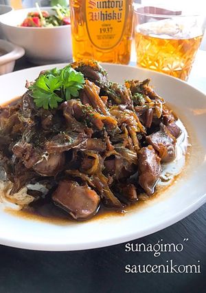 一石二鳥な砂肝とセロリのソース煮込み-レシピのメイン写真