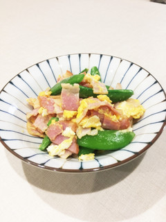 スナップえんどうとベーコンのマヨ炒め-レシピのメイン写真