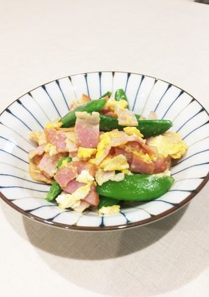 スナップえんどうとベーコンのマヨ炒め-レシピのメイン写真