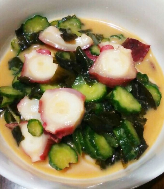 タコときゅうりの辛子酢味噌和え by 宝美空 【クックパッド】 簡単