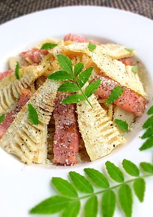 焼きタケノコと厚切りベーコンのパスタ♪-レシピのメイン写真