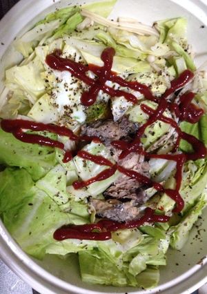 簡単！キャベツと鯖缶のレンジ蒸し-レシピのメイン写真