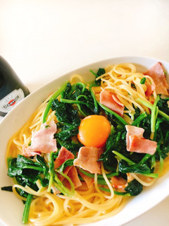 ほうれん草とベーコンのぺぺたまパスタ-レシピのメイン写真