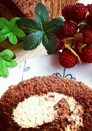 ふわふわ簡単♥チョコクリームロールケーキ-レシピのメイン写真