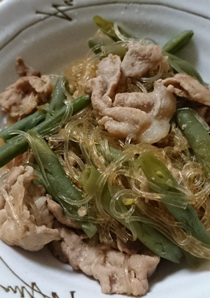 豚肉とはるさめとインゲンの煮物-レシピのメイン写真