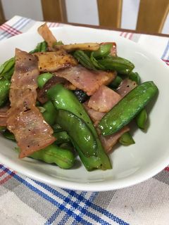 絹さやとエリンギの醤油炒め-レシピのメイン写真