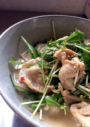 豚と水菜の冷やし豆乳うどん-レシピのメイン写真
