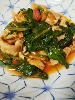 栄養満点。豚小間とほうれん草のトマト炒め-レシピのメイン写真