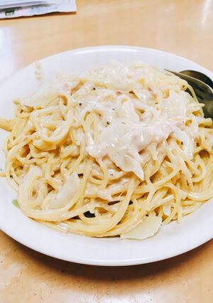 簡単！新玉ねぎたっぷりツナクリームパスタ-レシピのメイン写真