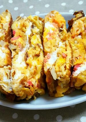 紅生姜・キャベツ・揚げ玉の卵焼き-レシピのメイン写真