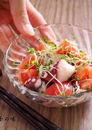たことトマトの白だし三杯酢-レシピのメイン写真