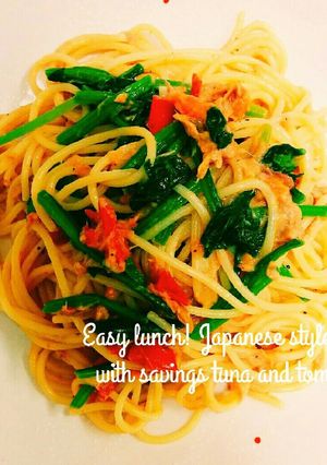 簡単ランチ！節約ツナとトマトの和風パスタ-レシピのメイン写真