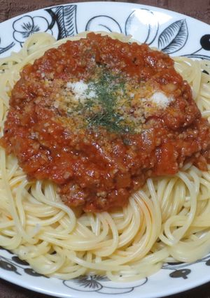 ミートソースパスタ2(トマト缶ver)-レシピのメイン写真
