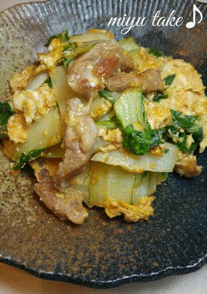 しろなと豚肉のピリッと中華卵とじ♪-レシピのメイン写真