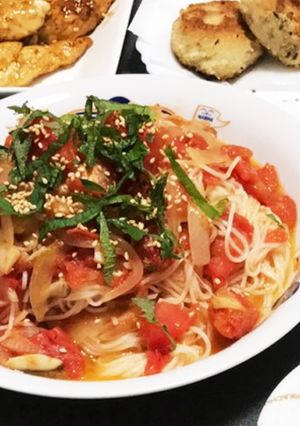 トマトスープの残りでトマト素麺-レシピのメイン写真
