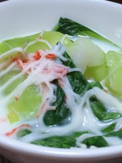 青梗菜とカニカマのミルク煮-レシピのメイン写真