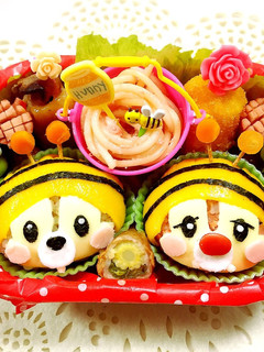 ツムツム チップとデールみつばちキャラ弁-レシピのメイン写真