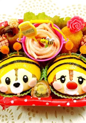 ツムツム チップとデールみつばちキャラ弁-レシピのメイン写真