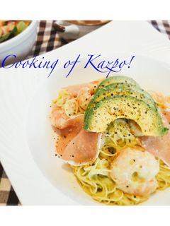 暑い日に!エビとアボカドの冷製パスタ♪-レシピのメイン写真