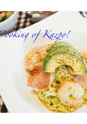 暑い日に！エビとアボカドの冷製パスタ♪-レシピのメイン写真