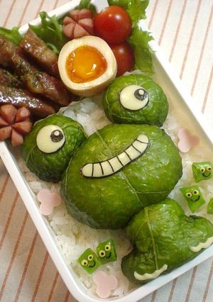 野沢菜でカエルさん弁当(キャラ弁)-レシピのメイン写真