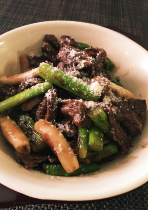 アスパラと牛肉のオイスターソース梅炒め-レシピのメイン写真