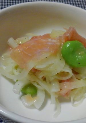 作り置き♪新玉ねぎとそら豆、生ハムマリネ-レシピのメイン写真