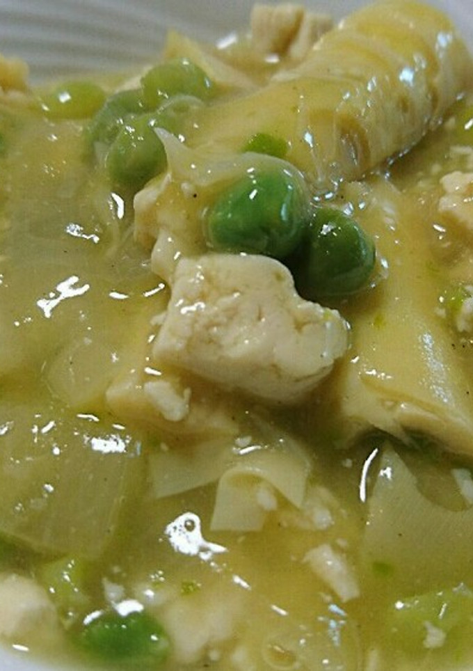 古参筍とエンドウ豆の和風麻婆豆腐-レシピのメイン写真