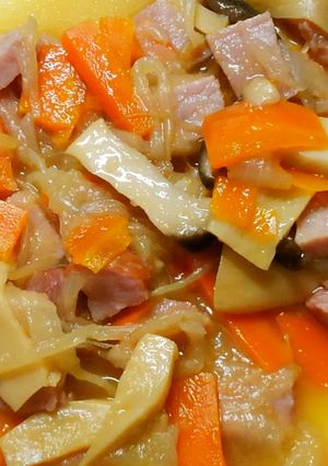 簡単!ハムと玉ねぎ人参のフライパン煮♪-レシピのメイン写真