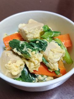 高野豆腐と小松菜の卵とじ-レシピのメイン写真