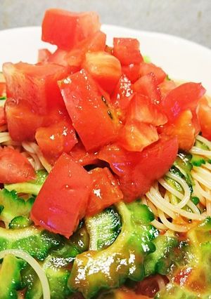 簡単ゴーヤとトマトの冷製パスタ-レシピのメイン写真