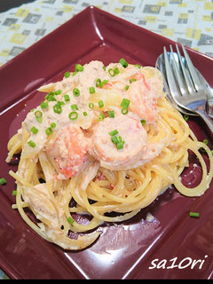 簡単ランチに!たらことエビのパスタ!-レシピのメイン写真