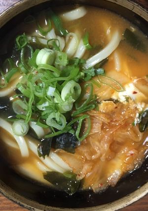 キムチとんこつ味噌うどん☆夜食☆-レシピのメイン写真