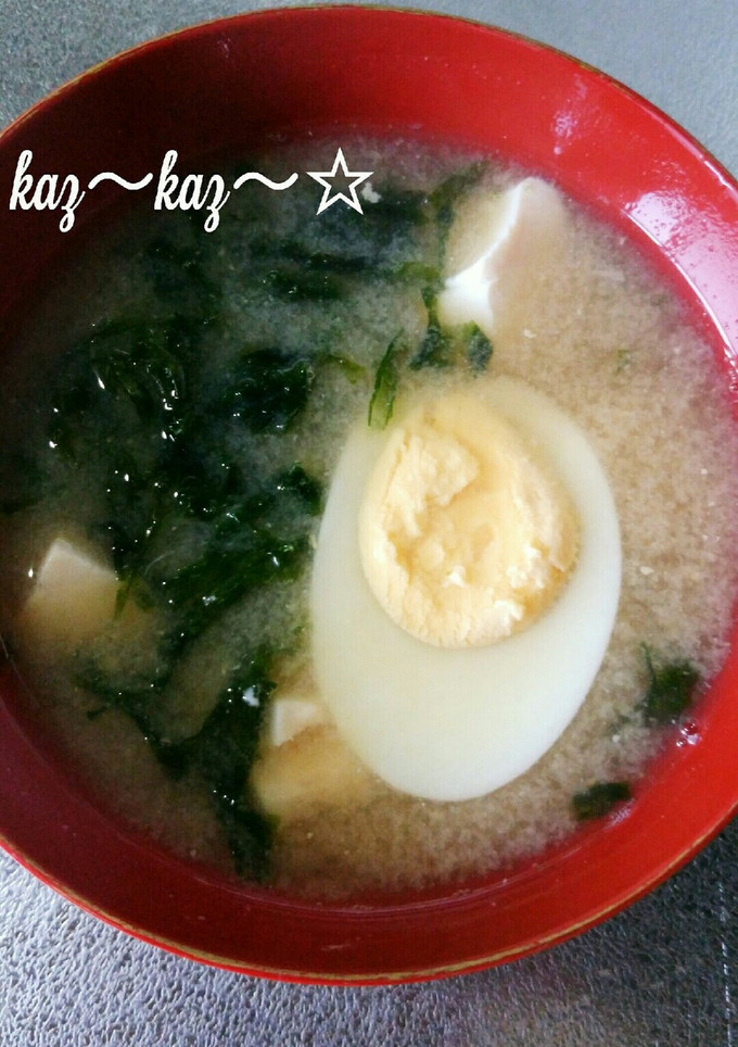 ささっと！ゆで卵とあおさの味噌汁♪-レシピのメイン写真