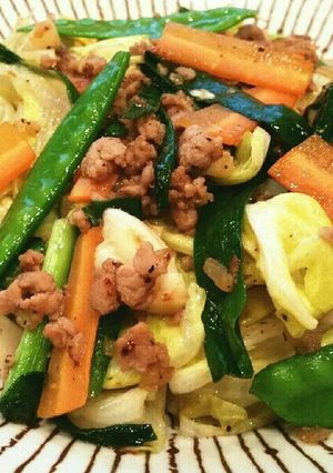 簡単♡焼売や餃子の具が余ったら…野菜炒め-レシピのメイン写真