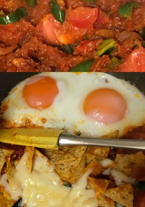 コーンチップのサルサ焼き+目玉焼きコンボ-レシピのメイン写真