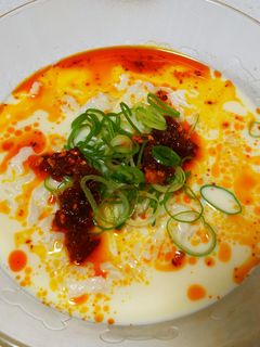 豆乳と食べるラー油のスープご飯-レシピのメイン写真