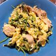 豆苗と豚ロースと卵の炒め★調味料マヨのみ