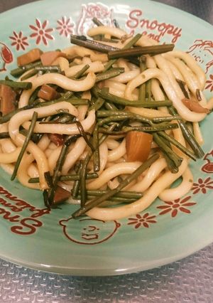 ワラビと筍の焼きうどん-レシピのメイン写真
