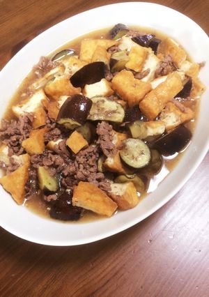 ナスとひき肉と厚揚げのめんつゆ煮-レシピのメイン写真